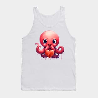 Valentine Octopus Holding Heart Tank Top